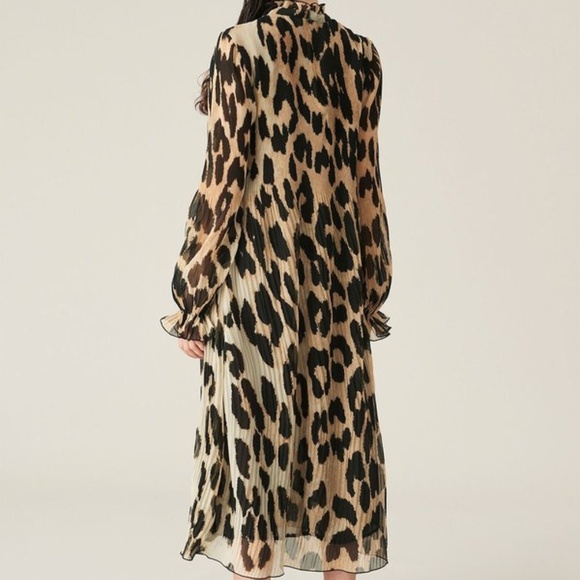 NWT Ganni Pleated Georgette Dress - Picture 4 of 5